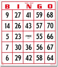 Large print bingo cards